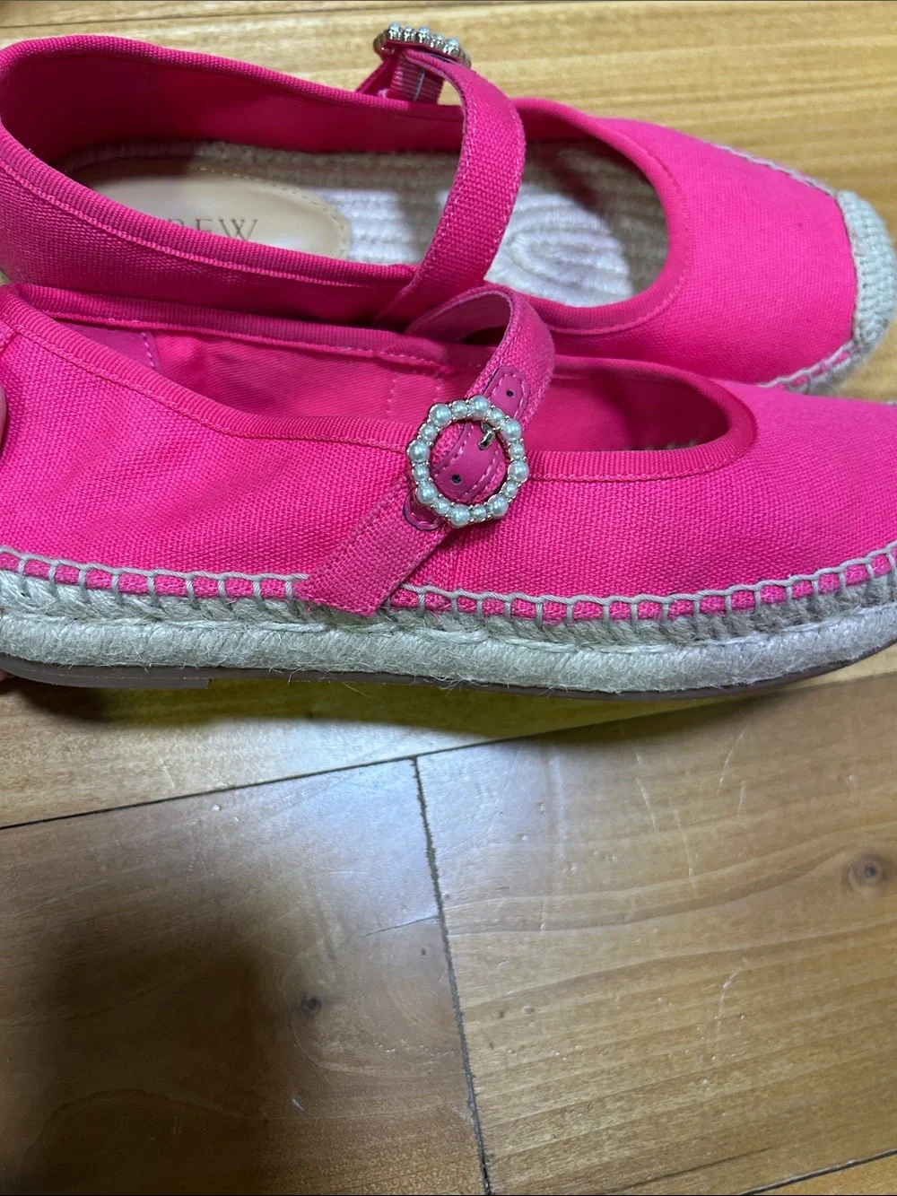 J. Crew Hot Pink Canvas Mary Jane Espadrilles   Preppy Summer Coastal